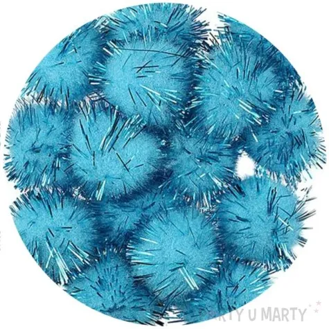 pompony pluszowe metalizowane morskie niebieskie titanum 18 mm 15 szt