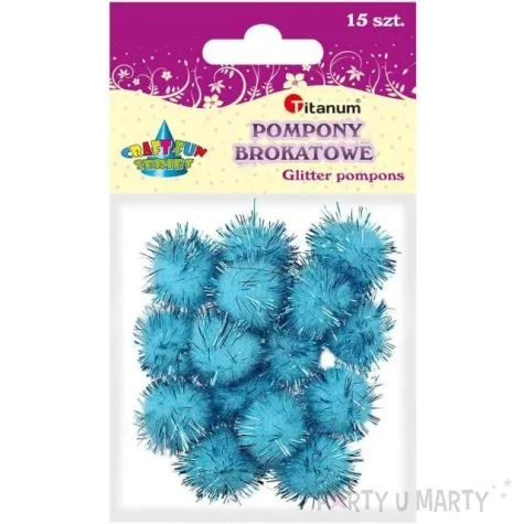 pompony pluszowe metalizowane morskie niebieskie titanum 18 mm 15 szt