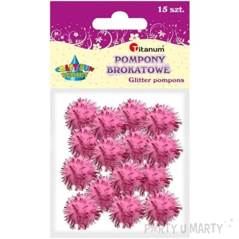 pompony pluszowe metalizowane rozowe titanum 18 mm 15 szt