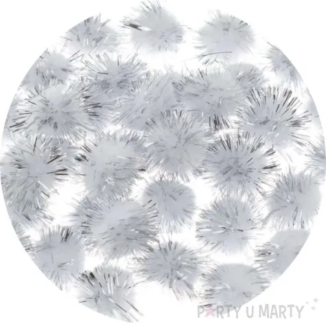 pompony pluszowe metalizowane srebrny brewis 20 mm 40szt