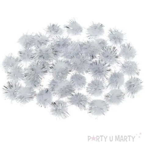 pompony pluszowe metalizowane srebrny brewis 20 mm 40szt