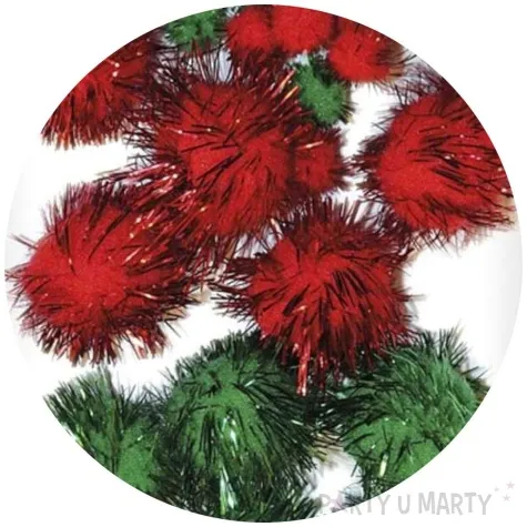 pompony pluszowe metalizowane swiateczne zielono czerwone titanum 10 20 mm 30 szt
