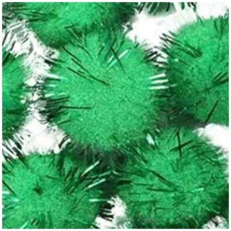 pompony pluszowe metalizowane trawiaste zielone titanum 18 mm 15 szt