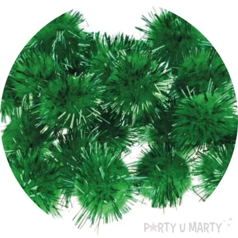 pompony pluszowe metalizowane zielony brewis 20 mm 40szt