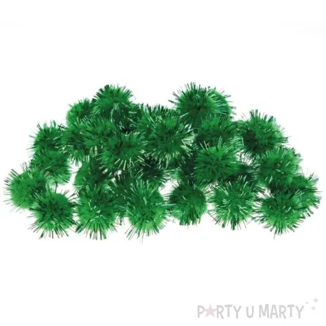 pompony pluszowe metalizowane zielony brewis 20 mm 40szt