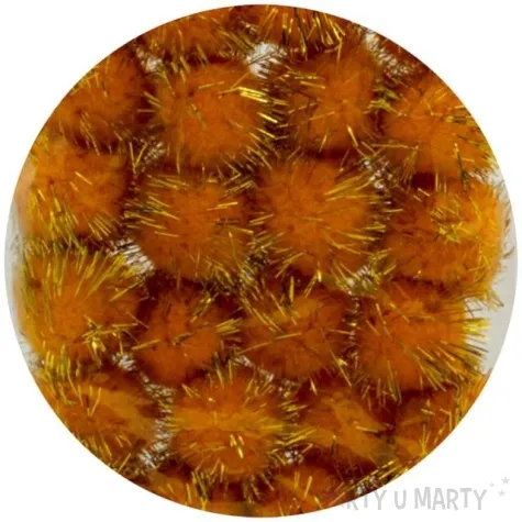 pompony pluszowe metalizowane zloto aliga 25 mm 24 szt