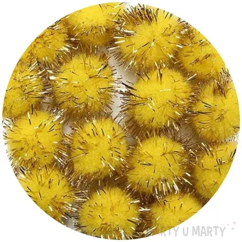 pompony pluszowe metalizowane zolte titanum 18 mm 15 szt
