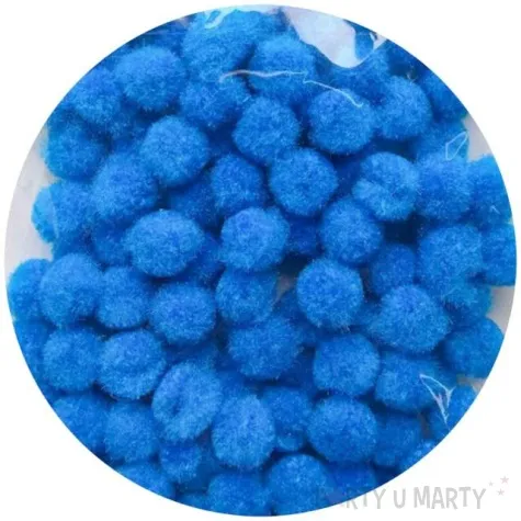 pompony pluszowe poliesterowe niebieskie aliga 10 mm 120 szt
