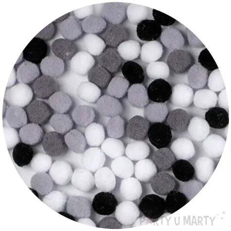 pompony pluszowe poliestrowe classic szary mix titanum 10 mm 120 szt