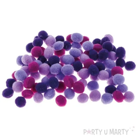 pompony pluszowe poliestrowe fioletowy mix brewis 10mm 100 szt