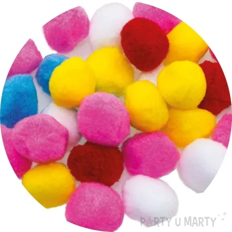 pompony pluszowe poliestrowe mix brewis 25 35 40 mm 24 szt