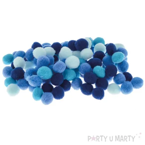 pompony pluszowe poliestrowe niebieski mix brewis 10mm 100 szt