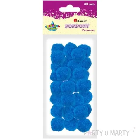 pompony pluszowe poliestrowe niebieskie titanum 25 mm 30 szt