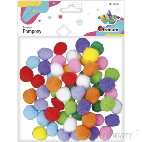 pompony pluszowe poliestrowe pastelowe mix titanum 20 mm 60 szt