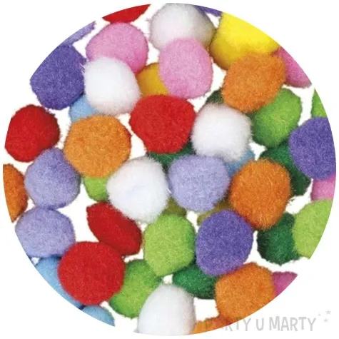 pompony pluszowe poliestrowe pastelowe mix titanum 20 mm 60 szt