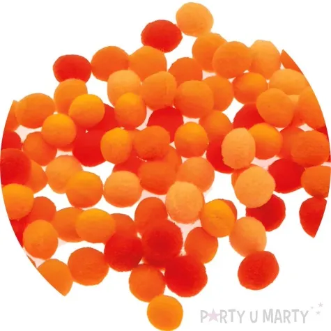 pompony pluszowe poliestrowe pomaranczowy mix brewis 10mm 100 szt