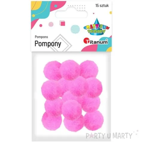 pompony pluszowe poliestrowe rozowe titanum 18 mm 15 szt