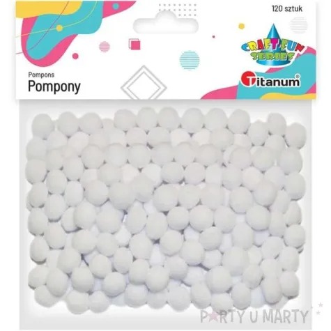 pompony pluszowe poliestrowe sniezne biale titanum 10 mm 120 szt