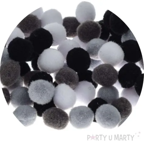 pompony pluszowe poliestrowe szary mix brewis 10mm 100 szt