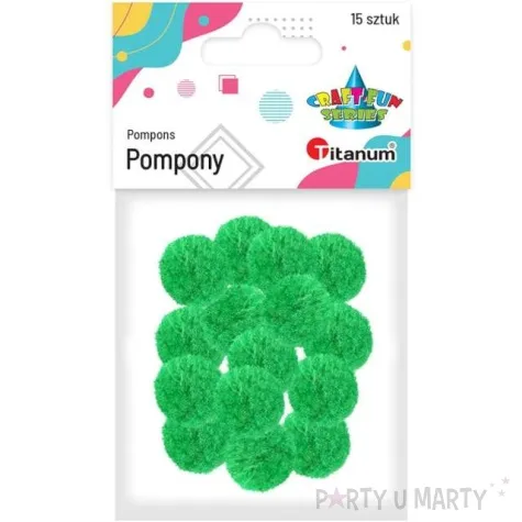 pompony pluszowe poliestrowe wiosenne zielone titanum 18 mm 15 szt