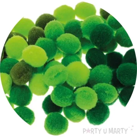 pompony pluszowe poliestrowe zielony mix brewis 10mm 100 szt