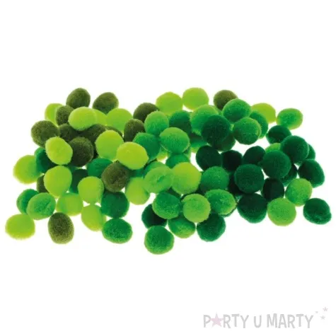 pompony pluszowe poliestrowe zielony mix brewis 10mm 100 szt