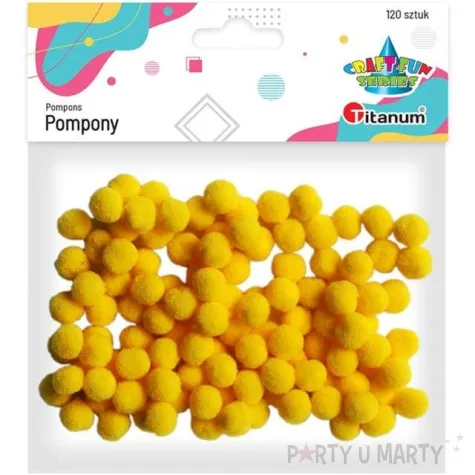 pompony pluszowe poliestrowe zolte titanum 10 mm 120 szt
