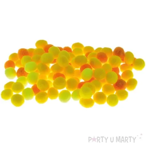 pompony pluszowe poliestrowe zolty mix brewis 10mm 100 szt