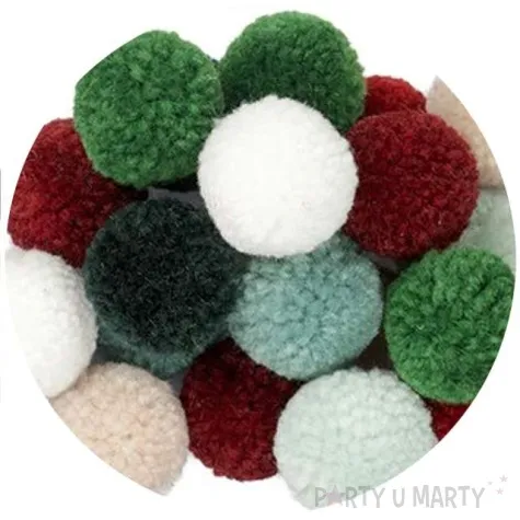 pompony pluszowe wloczkowe pastelowe ciemne mix titanum 30 mm 18 szt