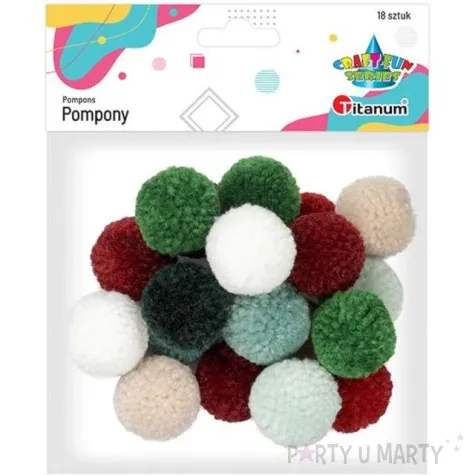 pompony pluszowe wloczkowe pastelowe ciemne mix titanum 30 mm 18 szt