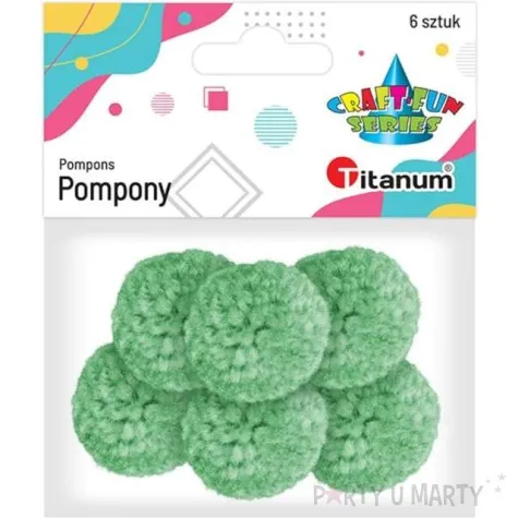 pompony pluszowe wloczkowe pastelowe mietowe titanum 30 mm 6 szt