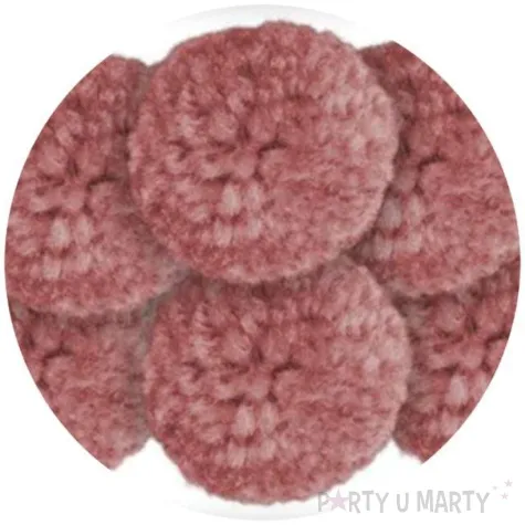 pompony pluszowe wloczkowe pastelowe rozowe ciemne titanum 30 mm 6 szt