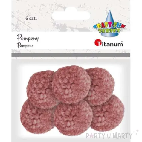 pompony pluszowe wloczkowe pastelowe rozowe ciemne titanum 30 mm 6 szt