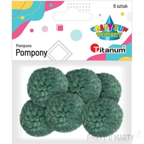 pompony pluszowe wloczkowe pastelowe szmaragdowe titanum 30 mm 6 szt