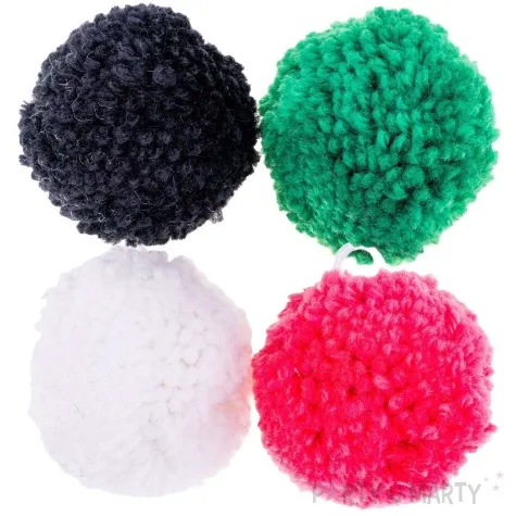 pompony pluszowe z zawieszka zielony czerwony aliga 60 mm 4 szt