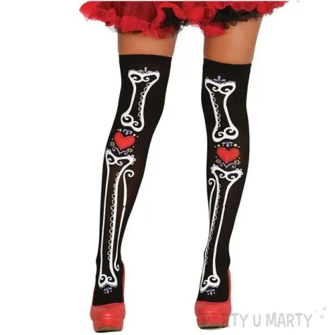 ponczochy party day of the dead czarne guirca