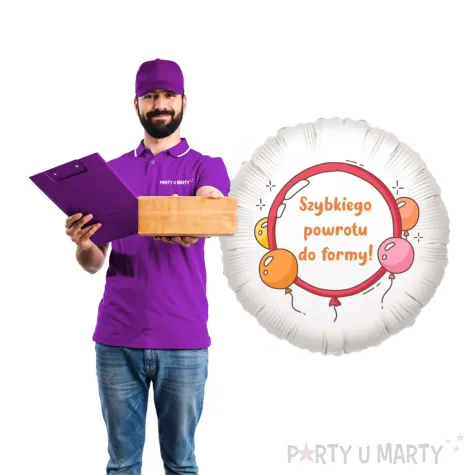 prezent dekoracja balon foliowy szybkiego powrotu do formy bialy do szpitala 18 rnd