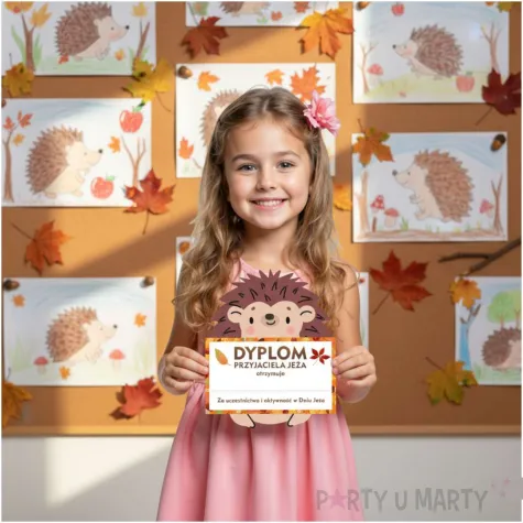 prezent dla dziecka nagroda dyplom dzien jeza przyjaciel jeza do przedszkola 18x15 cm