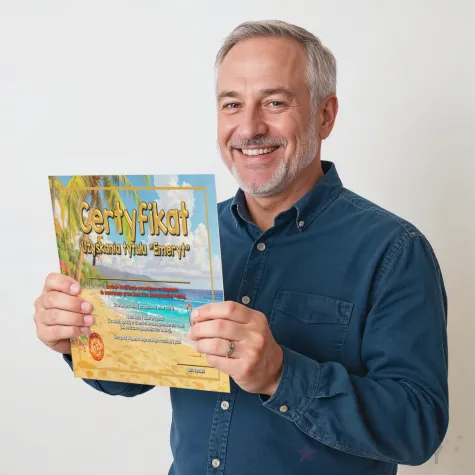 prezent dla emeryta certyfikat przsejscia na emeryture plaza i flaming prezent upominek