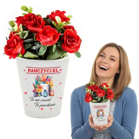 prezent dla nauczyciela na dzien edukacji narodowej doniczka nauczyciel to nie zawod 10 cm