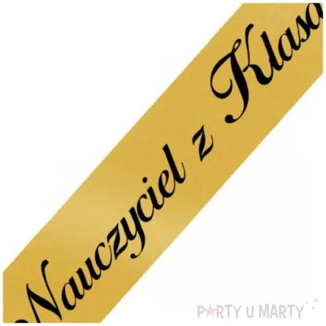prezent dla nauczyciela na dzien edukacji zakonczenie roku szarfa nauczyciel z klasa zlota