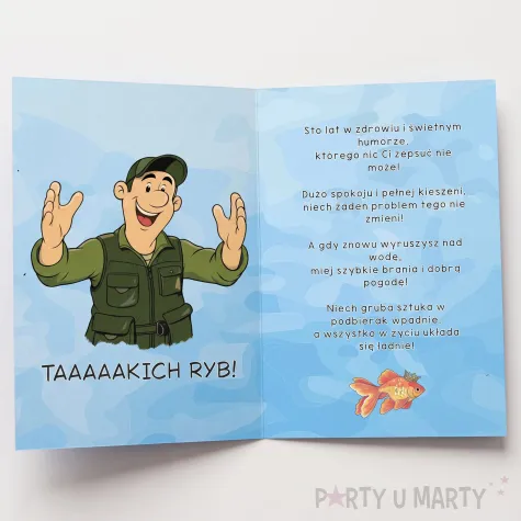 prezent dla wedkarza na urodziny kartka okolicznosciowa urodzinowa zlota rybka personalizacja