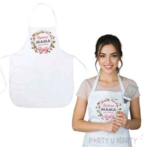 prezent fartuch bialy na dzien matki najlepsza mama na swiecie