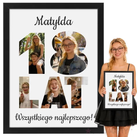 prezent na 18 urodziny z imieniem personalizowany dyplom w ramce wszystkiego najlepszego