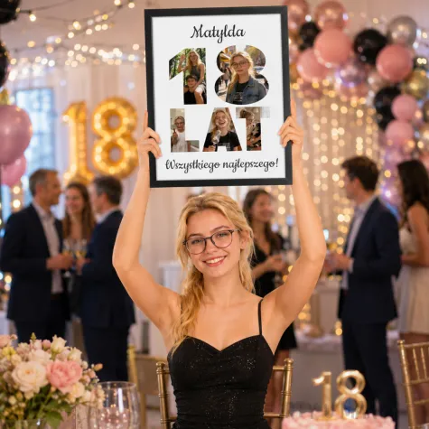 prezent na 18 urodziny z imieniem personalizowany dyplom w ramce wszystkiego najlepszego