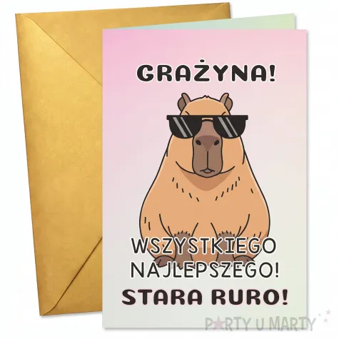 prezent na 30 40 50 urodziny kartka okolicznosciowa kapibara najlepszego stara ruro imie