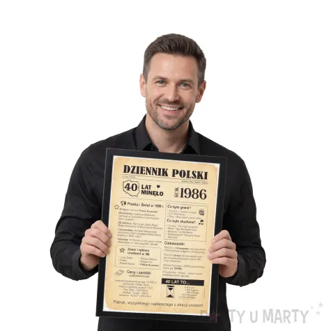 prezent na 40 urodziny czterdziestke kartka plakat gazeta w ramce dziennik polski 1986 imie