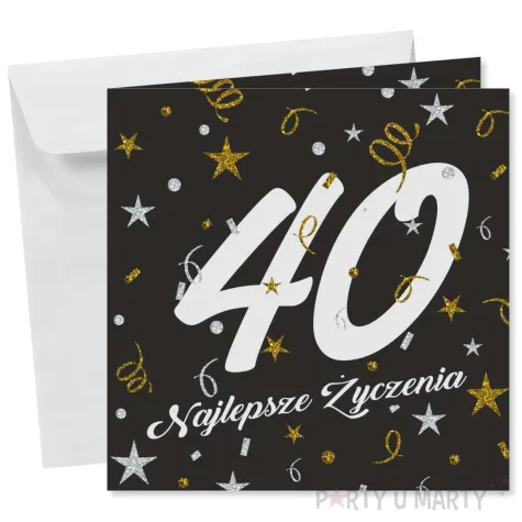 prezent na 40 urodziny kartka okolicznosciowa glamour czarna upominek pamiatka z koperta