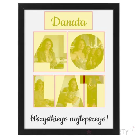 prezent na 40 urodziny z imieniem personalizowany dyplom w ramce wszystkiego najlepszego