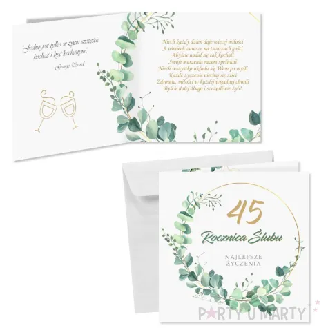 prezent na 45 rocznice slubu pamiatka kartka okolicznosciowa eukaliptus beauty 15x15 cm